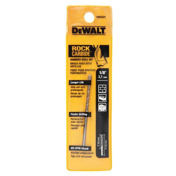 DEWALT 5/8"x6" Percussion Masonry Drill Bit 1/8"x3"