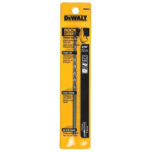 DEWALT 5/8"x6" Percussion Masonry Drill Bit 1/8"x3"
