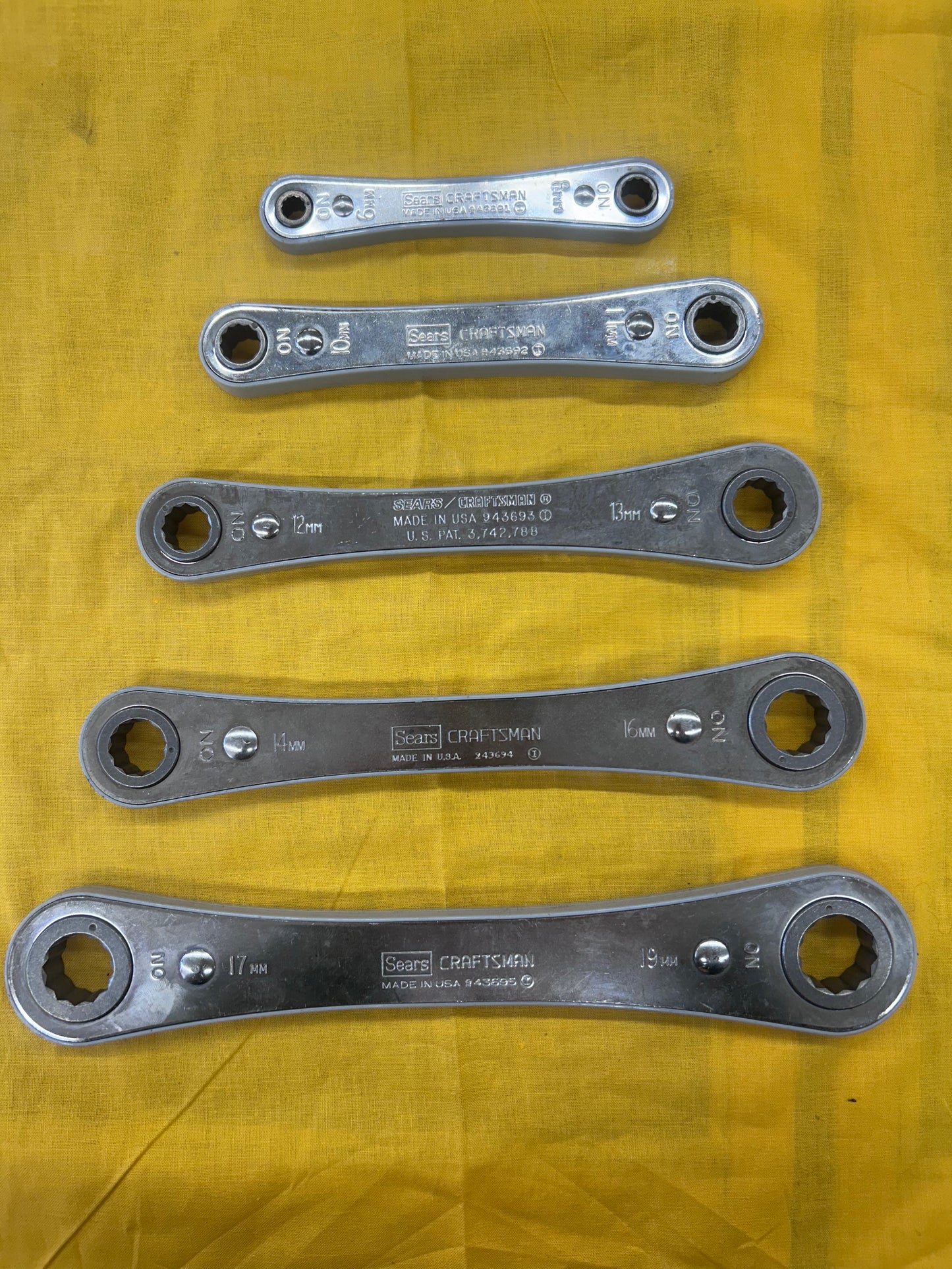 Vintage Craftsman 5-piece Metric Box End Ratcheting Wrench Set #94369