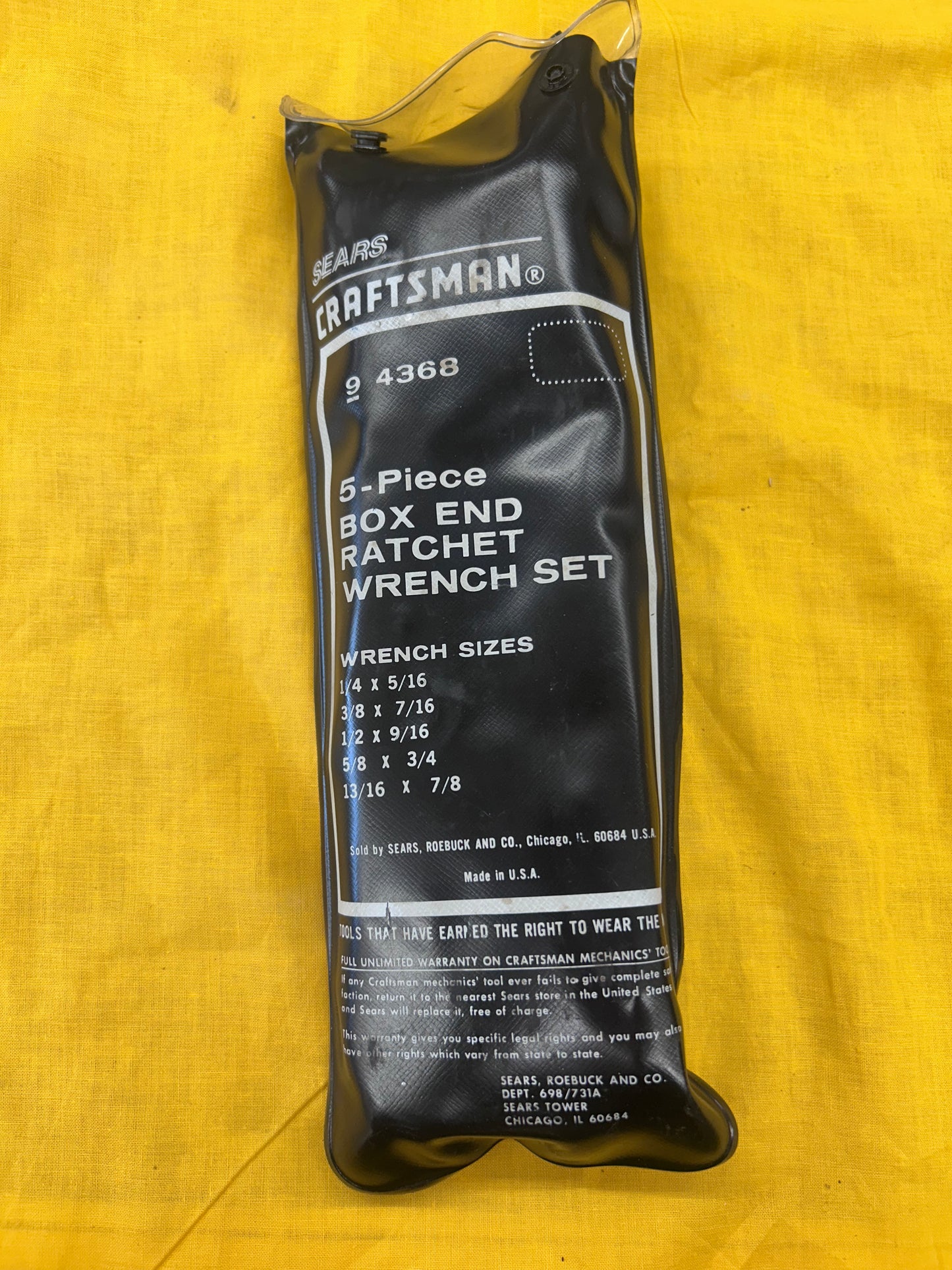 Vintage SEARS CRAFTSMAN SAE 5pc Box End Ratcheting Wrench Set 9-4368 w/Pouch