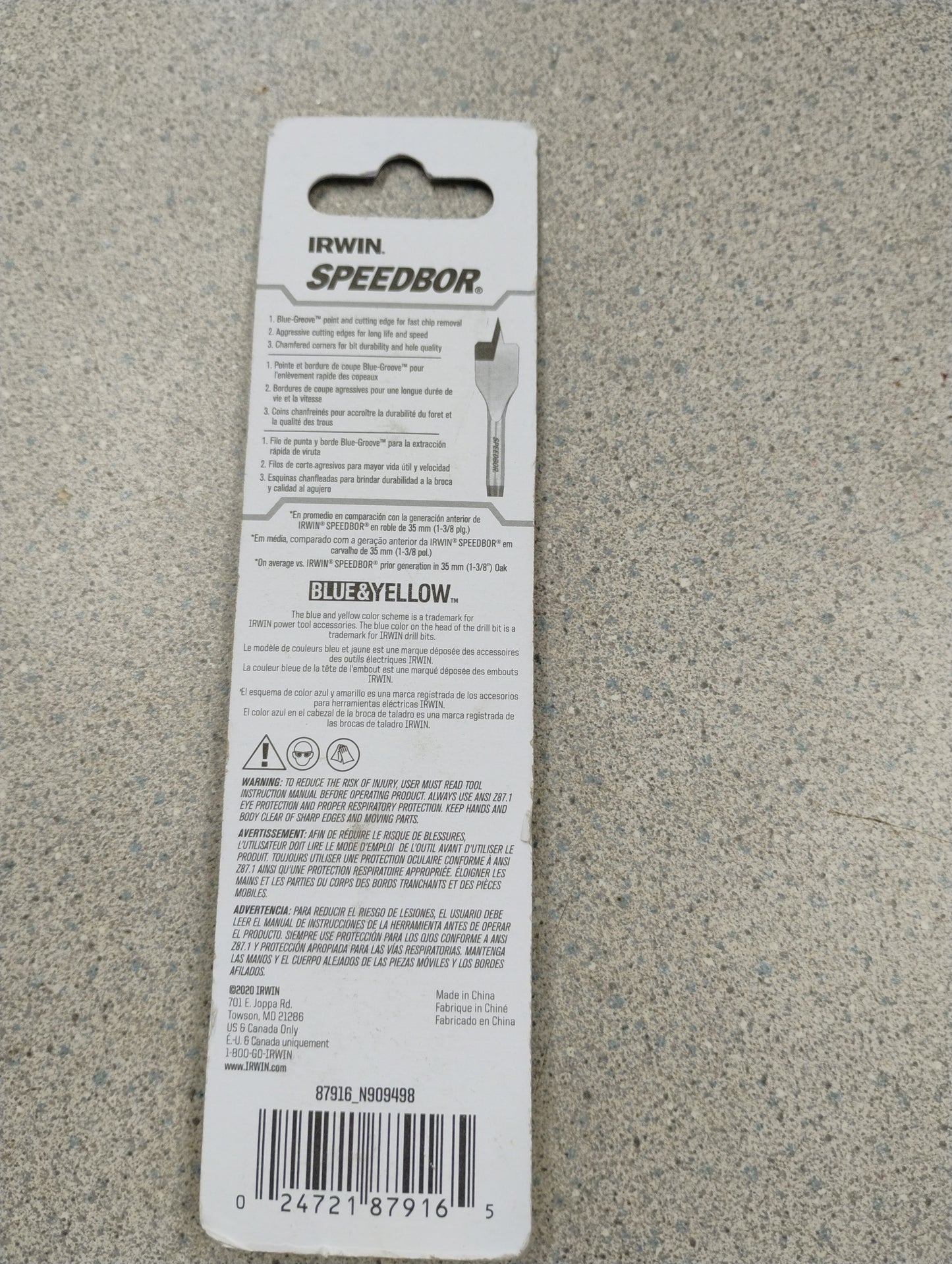 IRWIN SPEEDBOR 1" SPADEBIT #87916